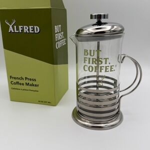Alfred‎ Coffee French Press Coffee Maker 20 oz But First Coffee New
